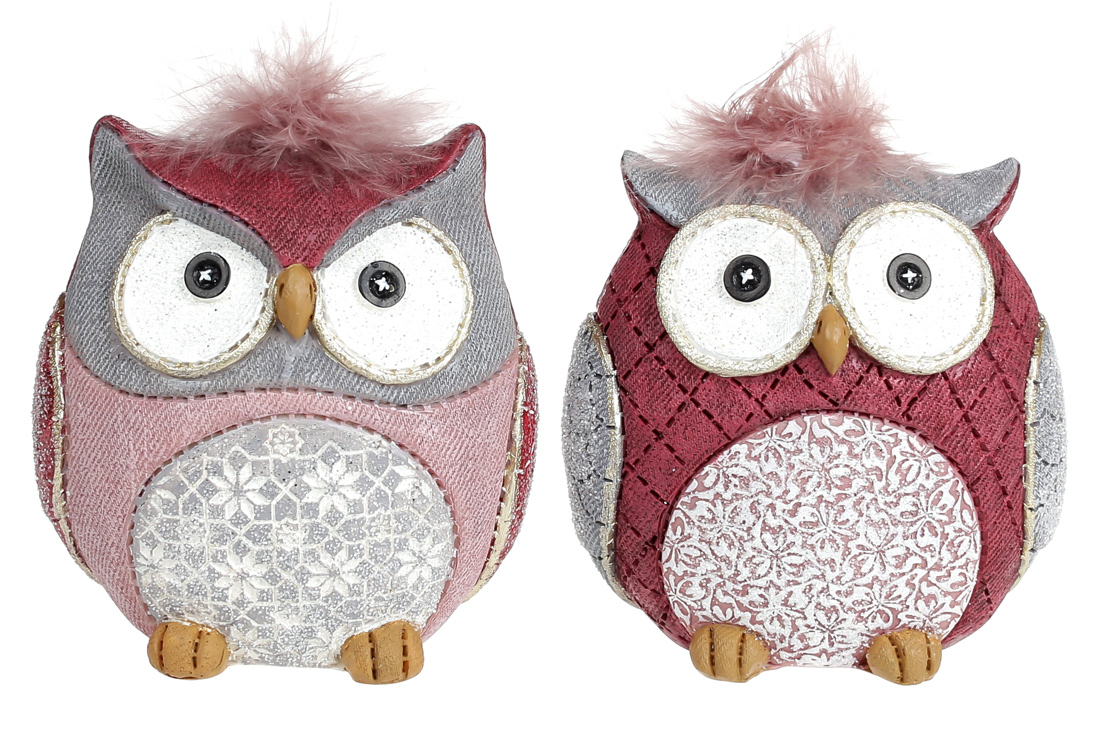 Декоративна фігурка Сова з чубчиком, 9.5см, 2 дизайни - Фото