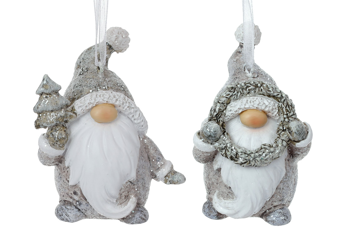 Декоративна фігурка на підвісі Гном 7см, колір - сірий, 2 дизайни - Фото