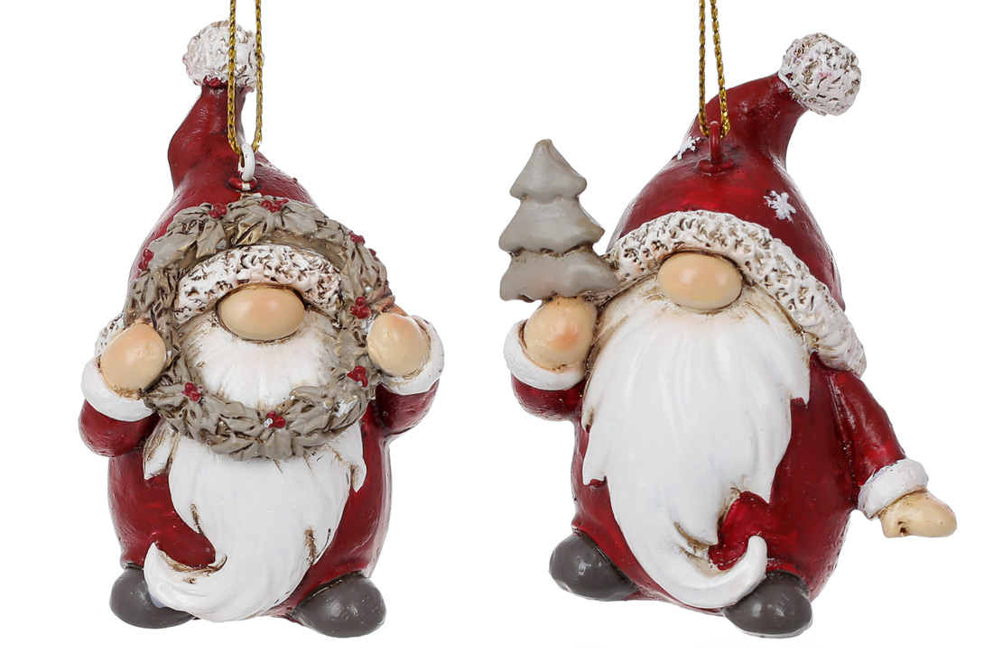 Декоративна фігурка на підвісі Гном 7см, колір - червоно-бордовий, 2 дизайни - Фото