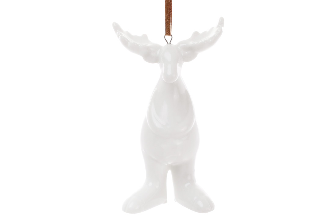 Підвісний декор Олень, 10см, колір - білий - Фото