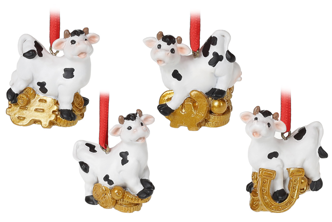Декоративна підвісна фігурка Корова, 4.5см, 4 дизайни - Фото