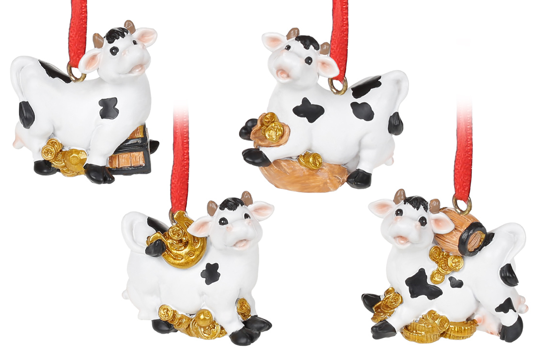 Декоративна підвісна фігурка Корова, 5.5см, 4 дизайни - Фото