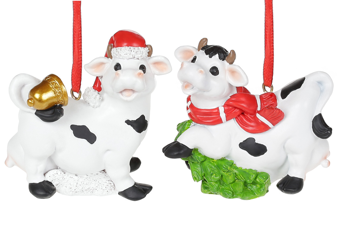 Декоративна підвісна фігурка Корова, 9см, 2 дизайни - Фото
