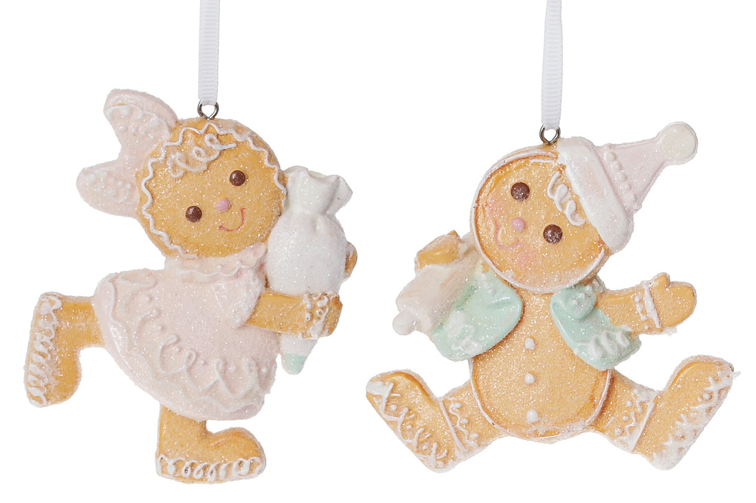 Декоративна підвісна фігурка Зефірно-пряникові чоловічки, 10см, 2 дизайни - Фото
