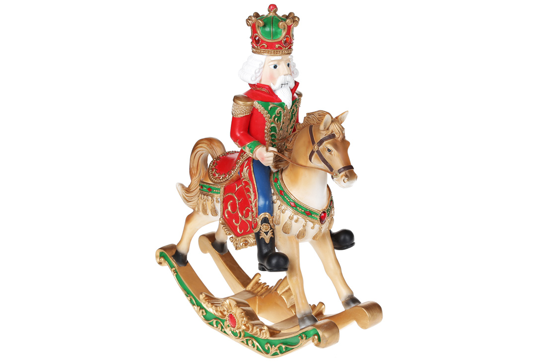 Новорічна декоративна статуетка Лускунчик на коні, 39см - Фото