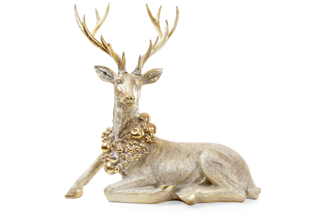 Декоративна фігура Олень з вінком 75см - Фото
