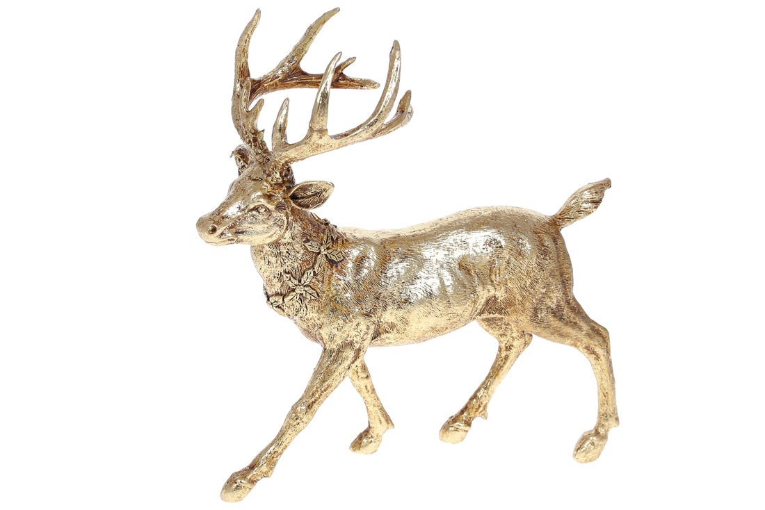 Декоративна статуетка Олень 24см, колір - золото - Фото