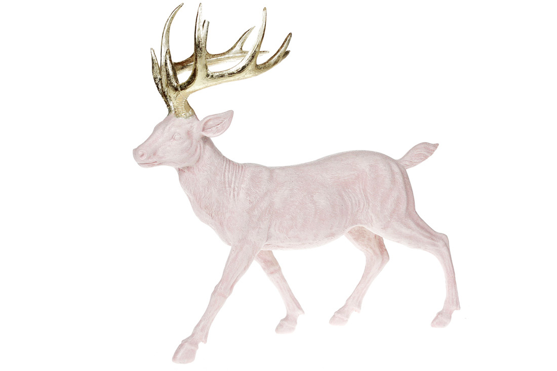 Декоративна статуетка Олень, 39см, колір - рожевий із шампанню - Фото