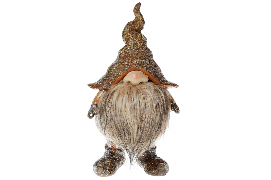 Декоративна фігурка Гном у коричневій шапці, 23см - Фото