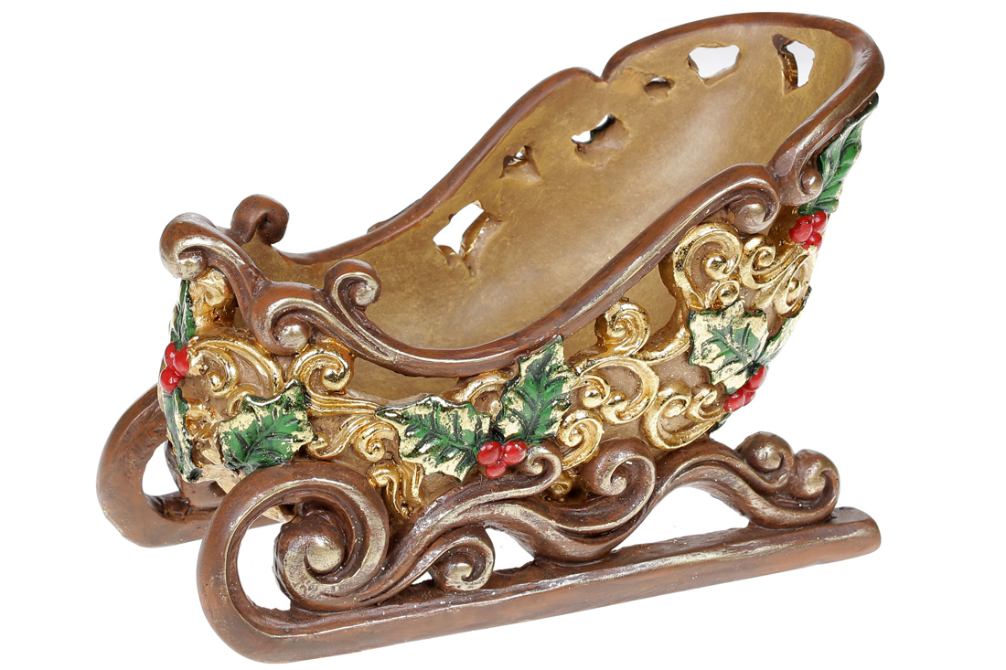 Новорічний декор Сані 24см із золотим орнаментом - Фото