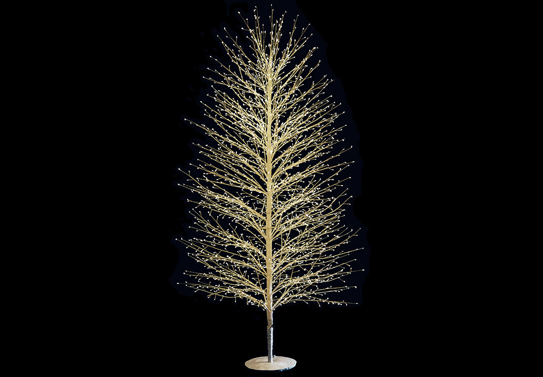 Світлодіодне дерево ( 1500 міні-LED, колір лампочок - теплий білий, постійне світіння), 150см, колір - білий - Фото