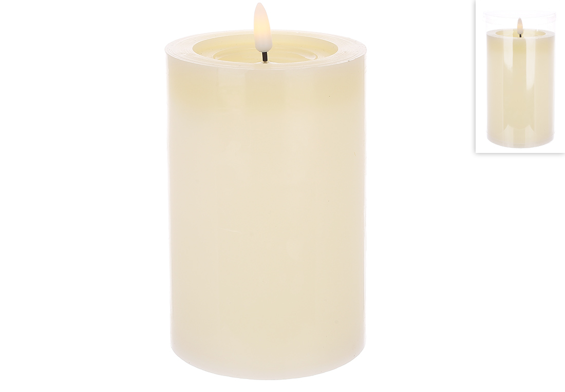 Світлодіодна воскова свічка з живим полум'ям 10*17.5см (2хАА не входять до комплекту), тепле біле світло, колір - vanilla - Фото