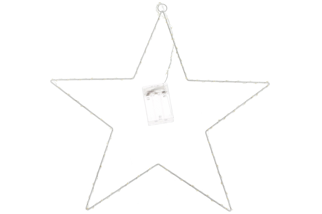 Декор, що світиться, Зірка, 156 міні-LED, діаметр - 40см, колір - теплий білий, постійне світіння, адаптер на 3AA батарейки - Фото