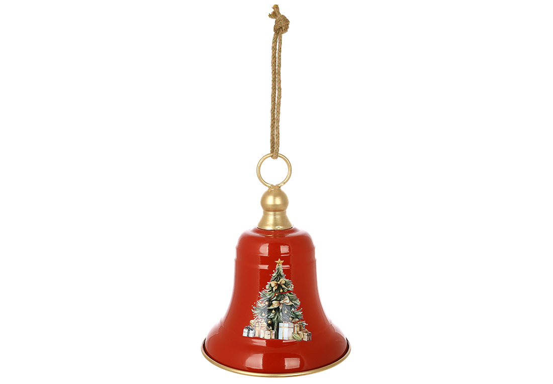 Металева підвіска Christmas bell D19.5*26см, колір - червоний