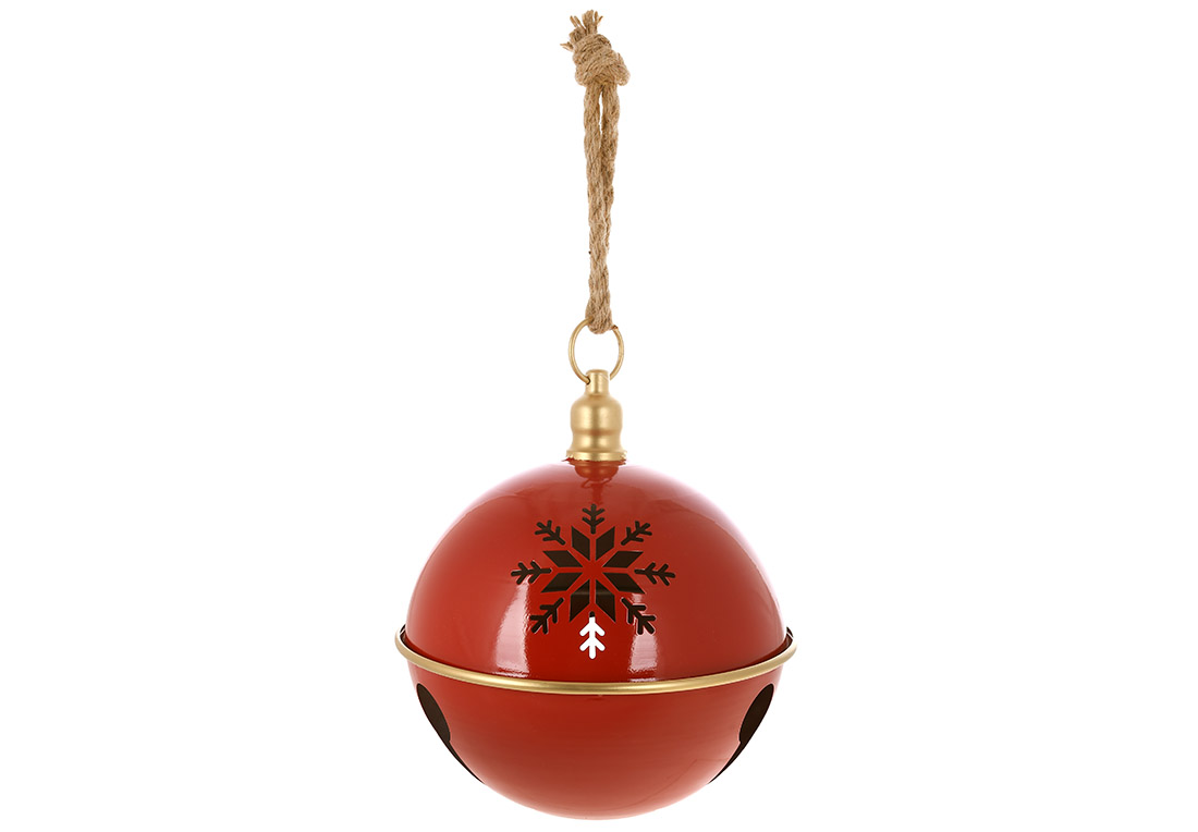 Металева куля ( D25*31см ) Christmas bell на підвісі Christmas bell 50см, колір - червоний - Фото