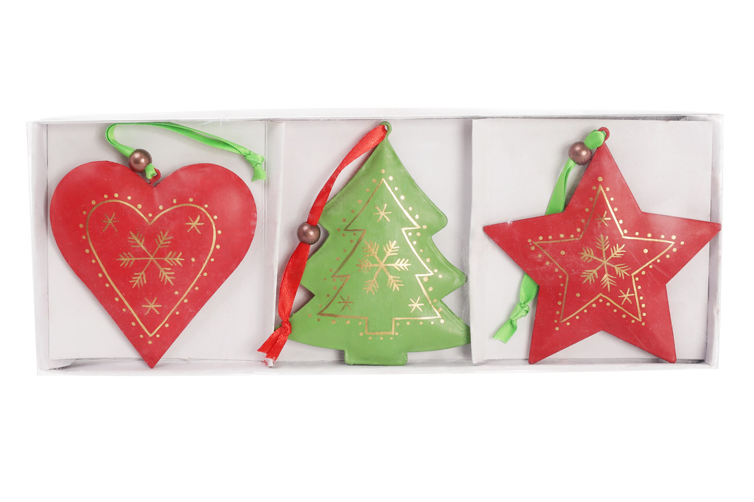 Набір (3шт) новорічних прикрас-підвісок 16см - Фото