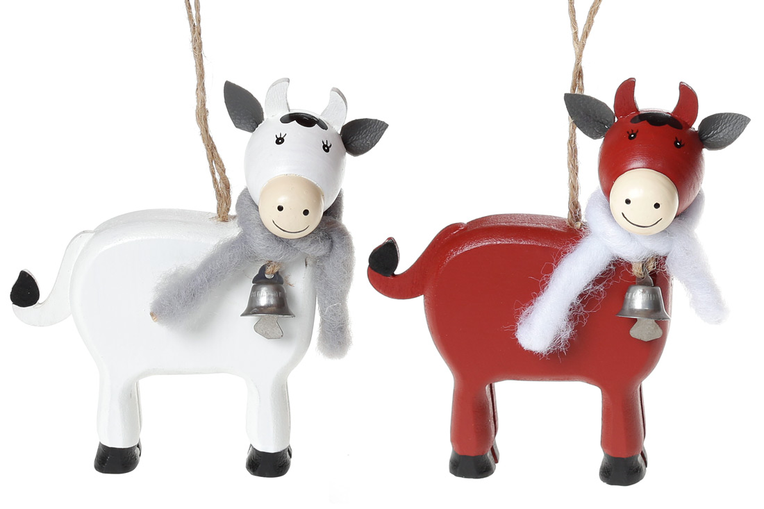 Новорічна підвіска Корова 13.5см, 2 дизайни - Фото