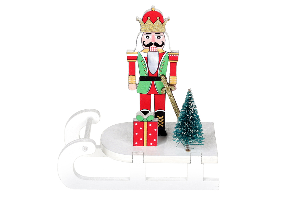 Новорічний декор з LED підсвічуванням Сани зі Лускам, 10см - Фото