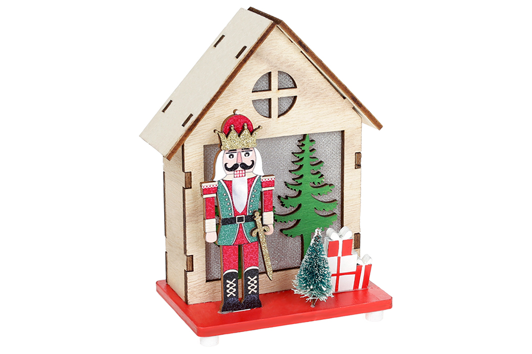 Новорічний декор з LED Будиночок зі Лускам 13см - Фото