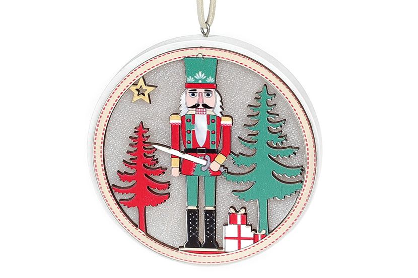 Новорічна підвіска Лускунчик з LED 12см - Фото