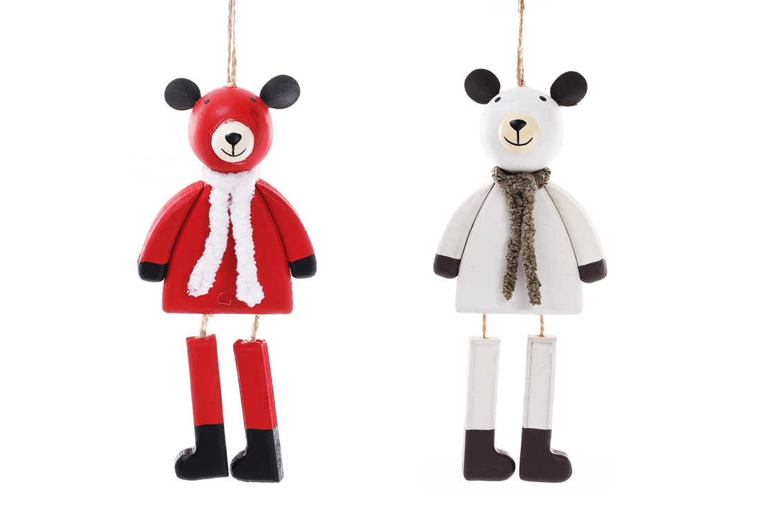 Новорічна прикраса-підвіска 19см Ведмедик, 2 дизайни - Фото