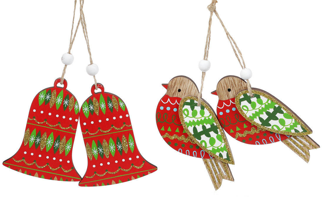 Набір (2шт) новорічних прикрас 10см, 2 дизайни - Фото