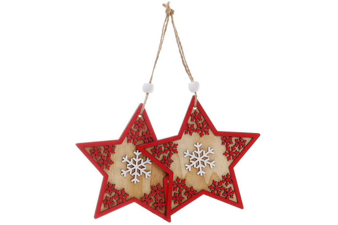 Набір (2шт) новорічних прикрас Зірка 11см - Фото