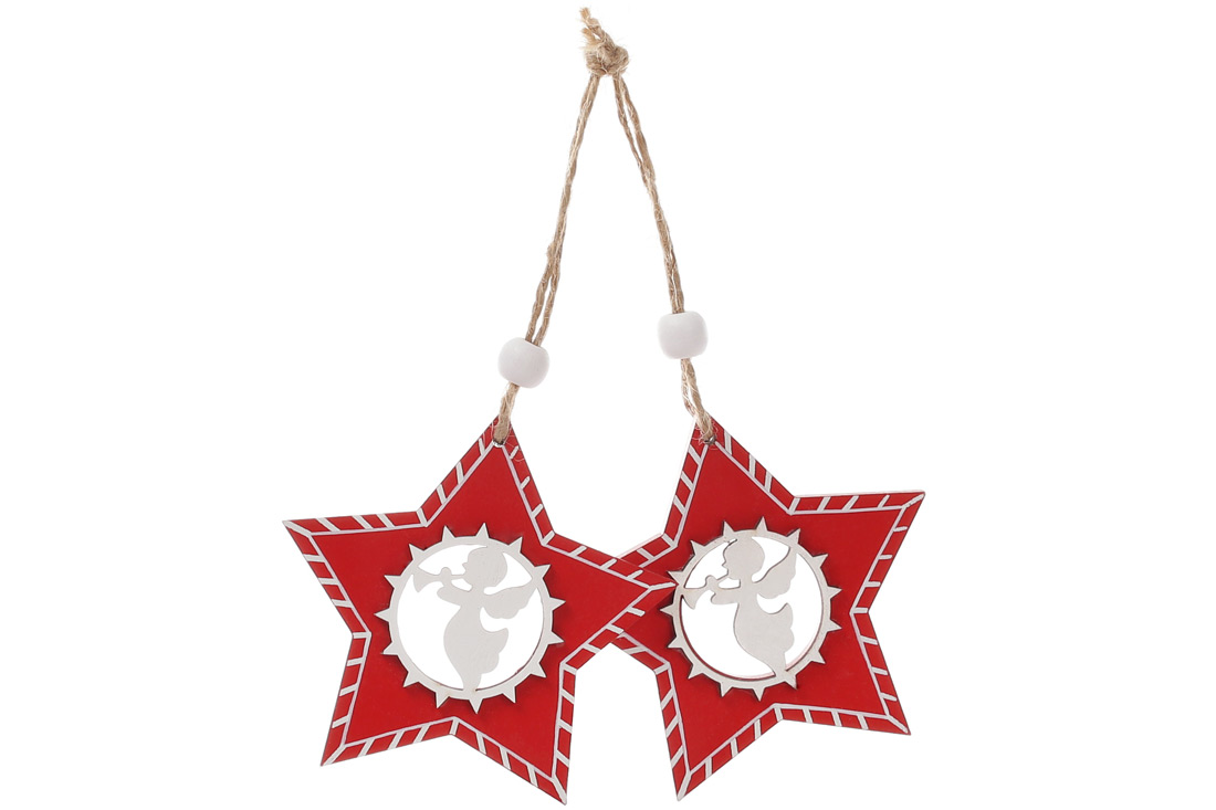 Набір (2шт) новорічних прикрас Зірка з Янголом 8см - Фото