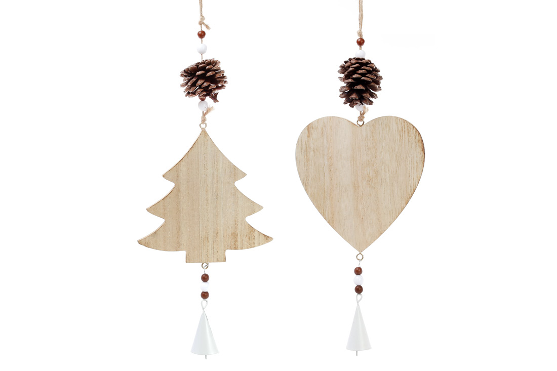 Новорічна прикраса-підвіска 14см з декором, 2 дизайни - Фото