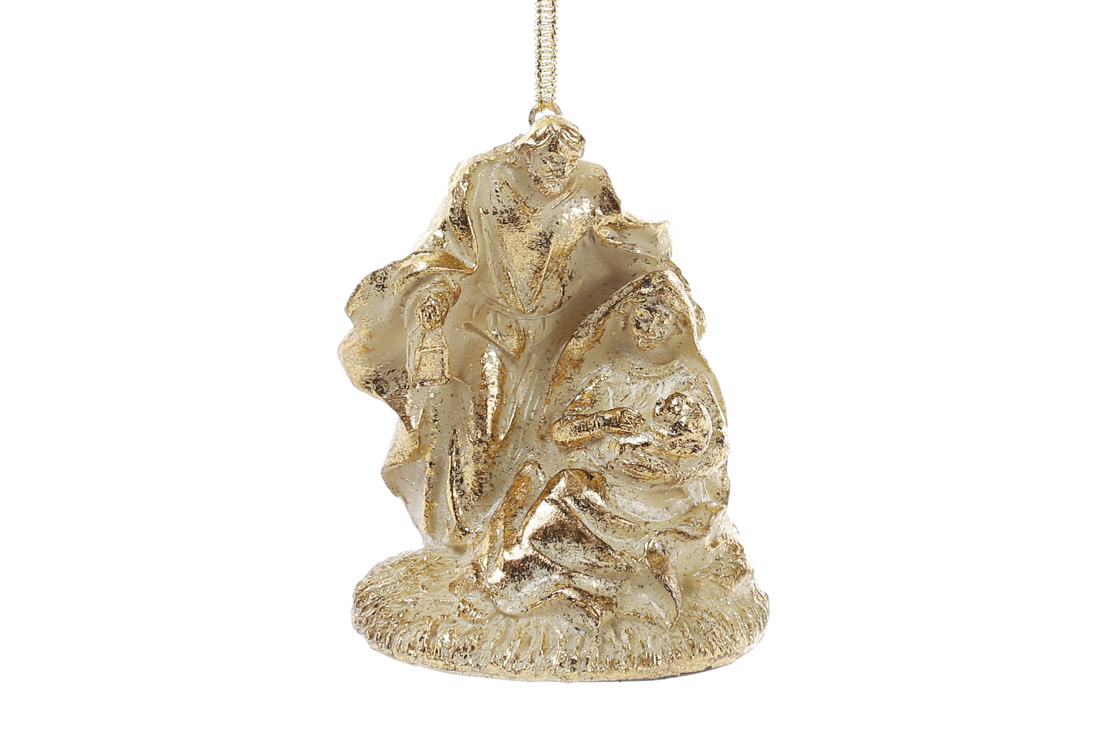 Прикраса на ялинку Вертеп, 9см, колір - золото - Фото