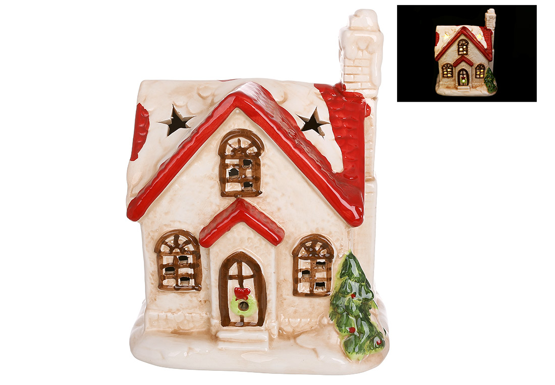 Декоративна статуетка Будиночок з LED - підсвічуванням, 19.5см - Фото