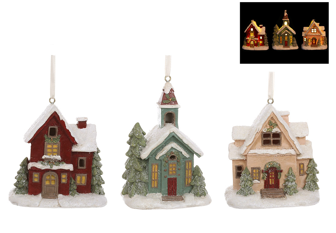 Декоративний Будиночок з LED підсвічуванням 11.5см, 3 дизайни - Фото