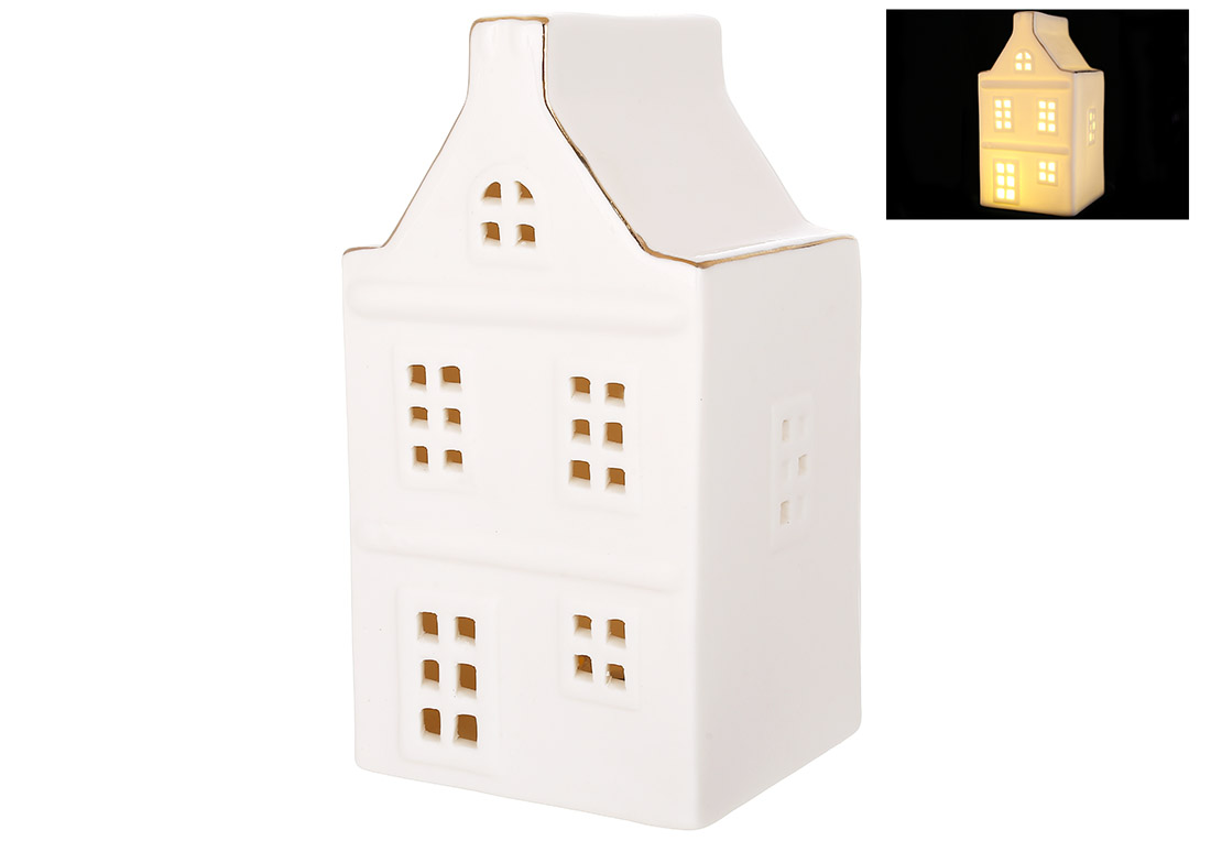 Декоративний Будинок з LED підсвічуванням, 16.5см, колір - білий - Фото