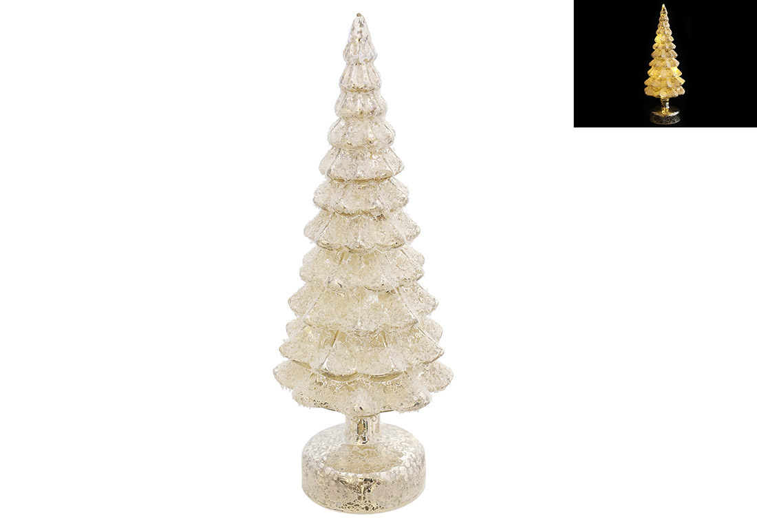Декоративна засніжена Ялинка з LED підсвічуванням, 34.5см, колір - шампань антик - Фото