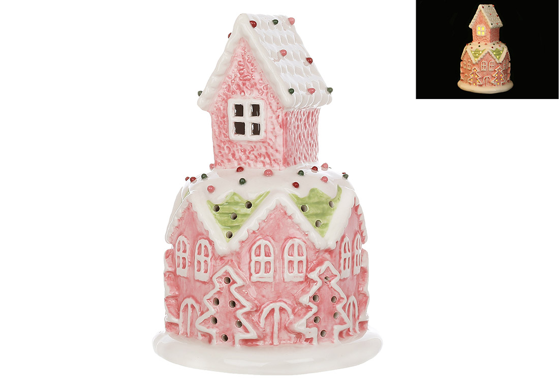 Декоративний Зефірний Будиночок з LED підсвічуванням, D11.5*17см - Фото