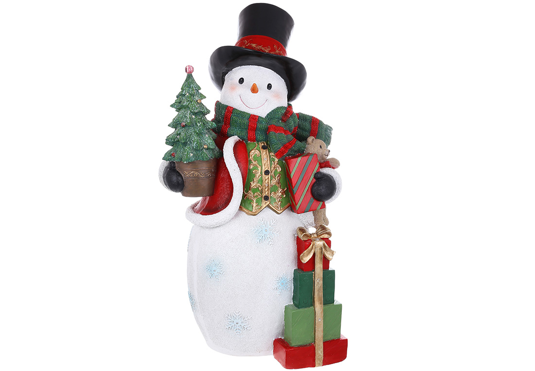 Новорічна фігура LED Сніговик з подарунками 45*35*80см - Фото