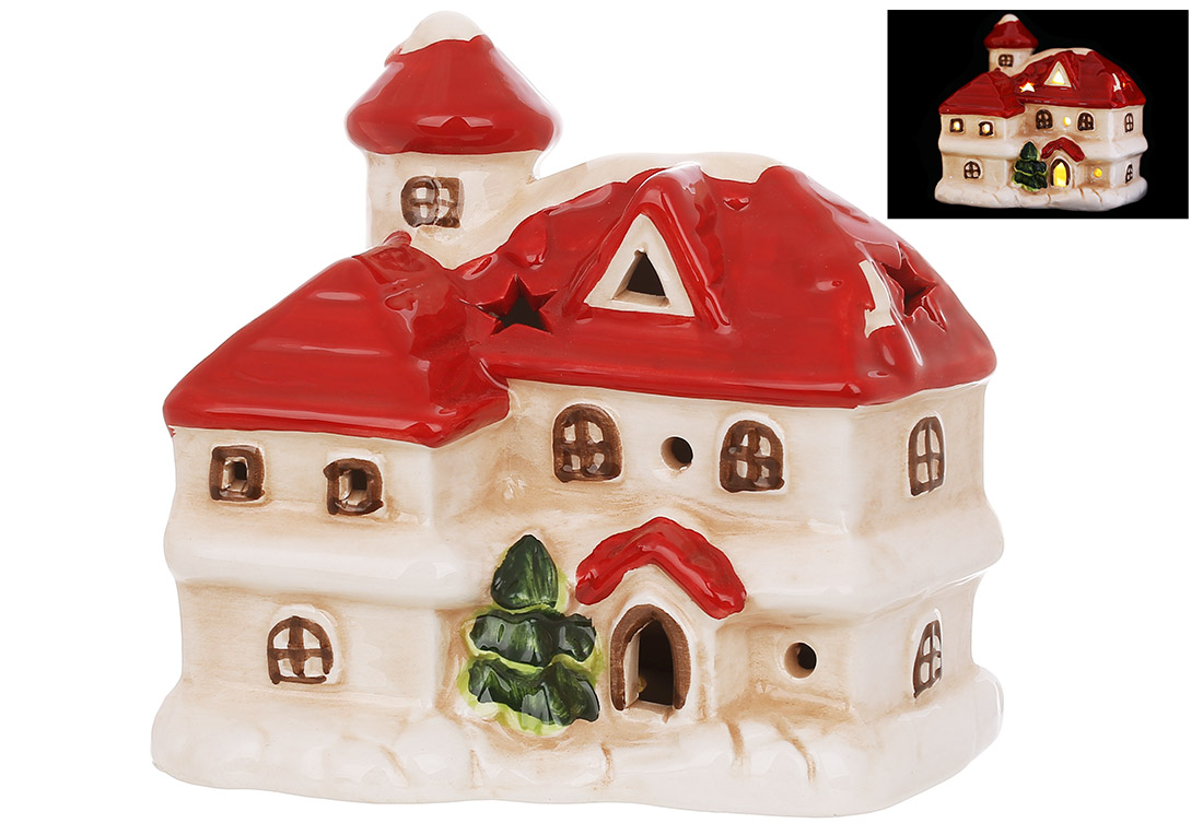 Декоративна статуетка Будиночок з LED-підсвічуванням, 10*7.5*10*5см - Фото