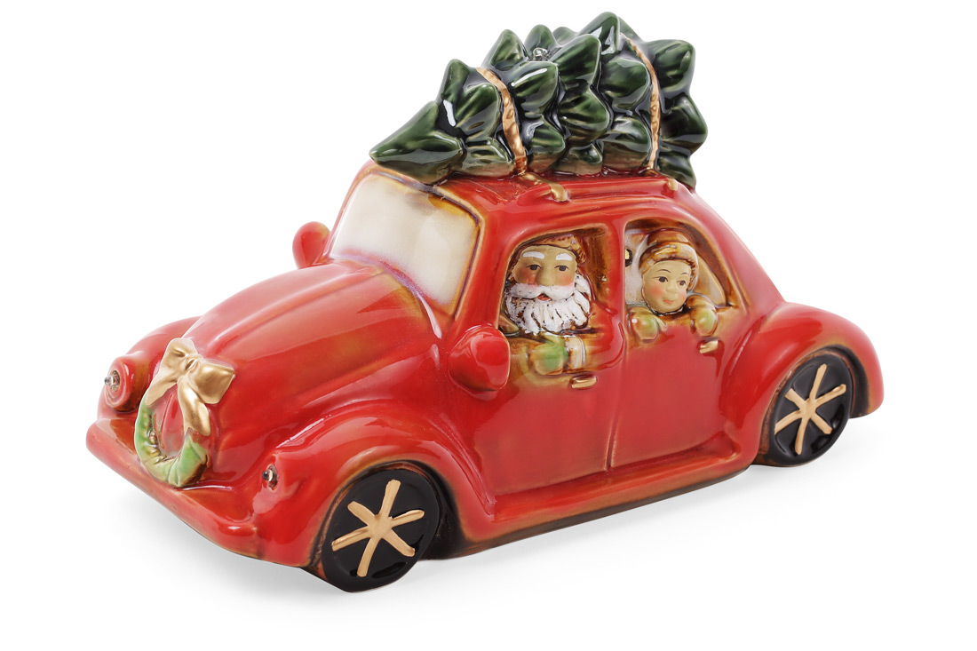 Декор новорічний порцеляновий Машина з LED-підсвічуванням - Фото