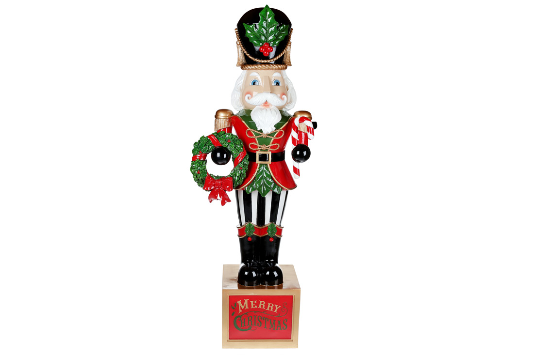 Новорічна декоративна фігура Лускунчик, 124см, колір - червоний - Фото