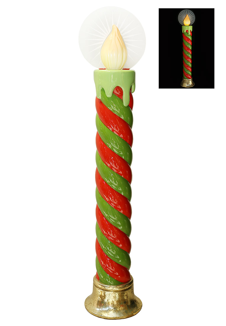 Декоративна фігура Свічка крученої форми з LED підсвічуванням на батарейках (3*AA), 120см - Фото