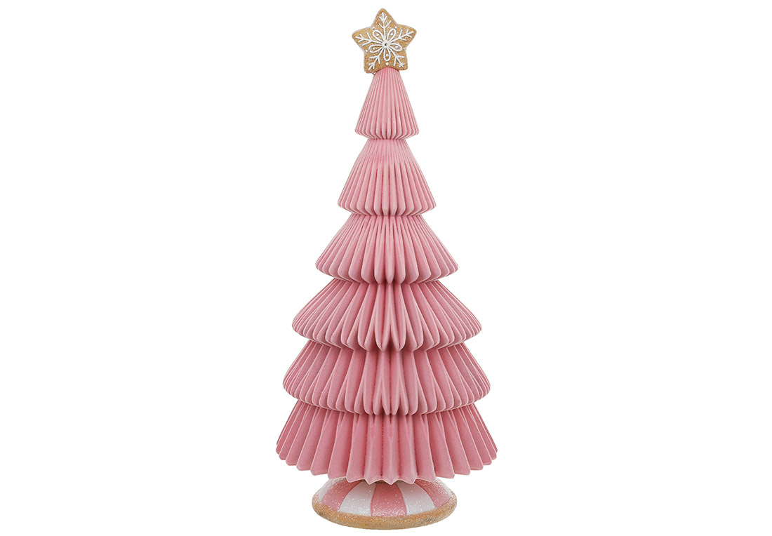 Декоративна фігура Зефірно-пряникова ялинка з флоковим напиленням 21.5*21.5*48см - Фото