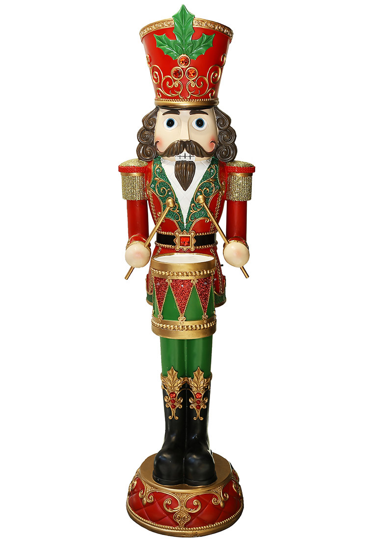 Декоративна фігура Лускунчик c LED підсвічуванням, 40*40*153см, колір - червоний із зеленим - Фото