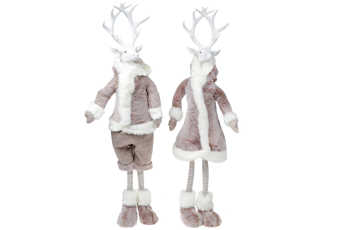 Фігура декоративна Олень у бежевому пальті, 2 дизайни, 93см - Фото