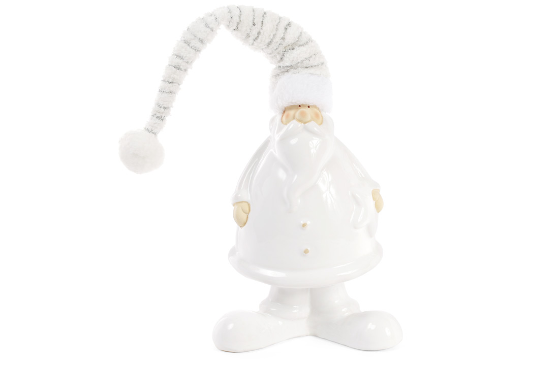 Новорічна фігура Санта у в'язаному ковпаку 33см - Фото