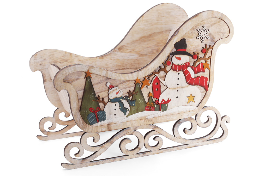 Декоративні дерев'яні сани, 64см - Фото