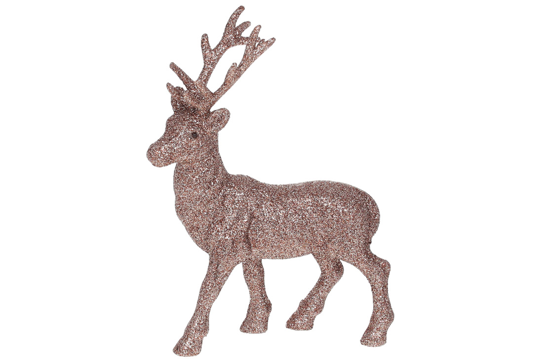 Новорічна декоративна фігура Олень 21см, колір - гліттер мокко - Фото