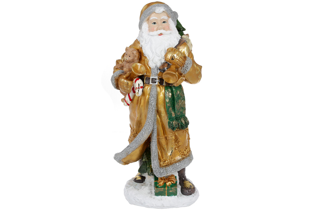 Декоративна фігура Санта, 45см, колір - золото - Фото