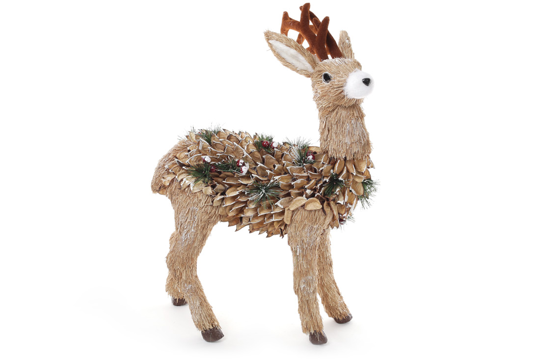 Новорічна декоративна фігура Олень 57см із натуральних матеріалів - Фото