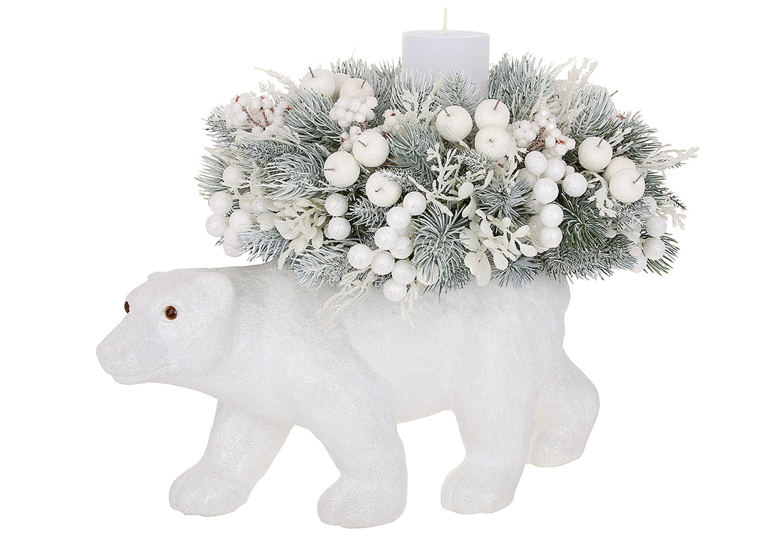 Новорічний підсвічник Ведмідь (свічка 6*10см) 34*32*42см - Фото