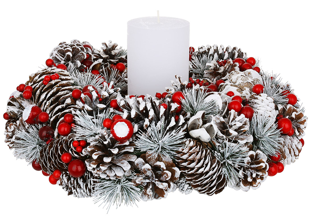 Новорічний свічник (свічка 8*15см) D40*20см - Фото